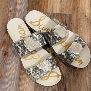 Sam Edelman Snake Print Slide Sandals
